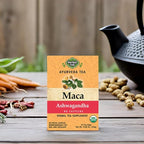 Herbal Cup Ayurveda Maca Tea, Organic Ashwagandha, No Caffeine Herbal Teas (16 Count, Pack of 3)