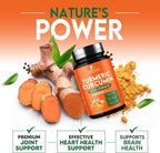 Turmeric Curcumin Supplement - 1800mg Organic Turmeric Per Serving - 95% Curcuminoids & BioPerine Black Pepper Extract for Best Absorption - Natural Vegan Joint Support, Bottled in USA - 240 Capsules