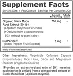 NusaPure Peruvian Black Maca Root, 750 mg, 200 Veg Capsules ((Non-GMO, Vegan)
