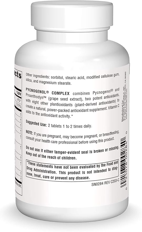 Source Naturals Pycnogenol Complex Antioxidant Formula Rich in Flavonoids, Proanthocyanidins & Vitamin C - 12 Tablets