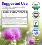 PURE CO USDA Organic Milk Thistle Capsules - 80% Silymarin Supplement for Liver Support- Super Concentrated 300mg of 30:1 Milk Thistle Extract Liver Detox 120 Day Supply