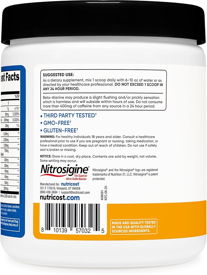 Nutricost Pre-Workout Complex Powder (30 Servings, Peach Mango) - Pre-Workout Supplement with Beta-Alanine, Taurine & Amino Acids