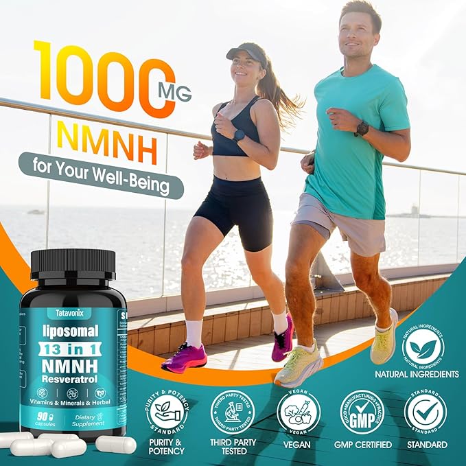 NMNH (Dihydronicotinamide Mononucleotide) 1000mg per Serving - NMN Alternative with Liposomal NAD+, Resveratrol & PQQ| Non-GMO, Gluten-Free | Supports Energy, Focus & Healthy Aging | 90 Capsules