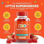 Kids Migraine Gummies – Original Triple Protocol Formula, 60 Gummies with Magnesium, Riboflavin B2 & Feverfew – Natural Brain Health Supplement for Migraine Wellness Support for Children