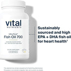 Vital Nutrients Ultra Pure Fish Oil 700 - Supports Heart, Brain, and Joint Health* - Sustainably Sourced High EPA & DHA Omega-3 Fatty Acid - Lemon Flavor - Gluten, Dairy & Soy Free - 60 Softgels