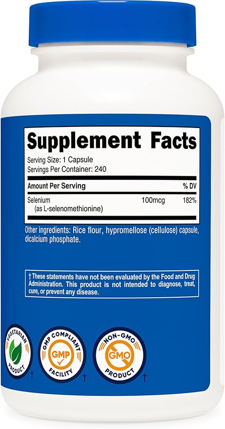 Nutricost Selenium Supplement 100mcg, 240 Capsules, Vegetarian, Gluten Free & Non-GMO