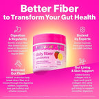 BelliWelli Fiber Supplement for Women & Men Premium Daily Fiber Powder from Organic Acacia with Added Collagen Electrolytes & Probiotics No Bloat Constipation & Gut Health Support(Strawberry Lemonade)