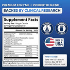 Digestive Enzymes with Probiotics – Broad Spectrum Enzyme Formula for Digestive Support, Bloating & Gas Relief, Lactase, Protease, Lipase – 60 Capsules