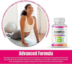 B Complex with Vitamin C, Folic Acid, Iron, Choline & Magnesium - Advanced High Potency B1, B2, B3, B5, B6, B7, B9, B12 - Energy & Nervous System Support - Vegan, Non-GMO 120 Tablets