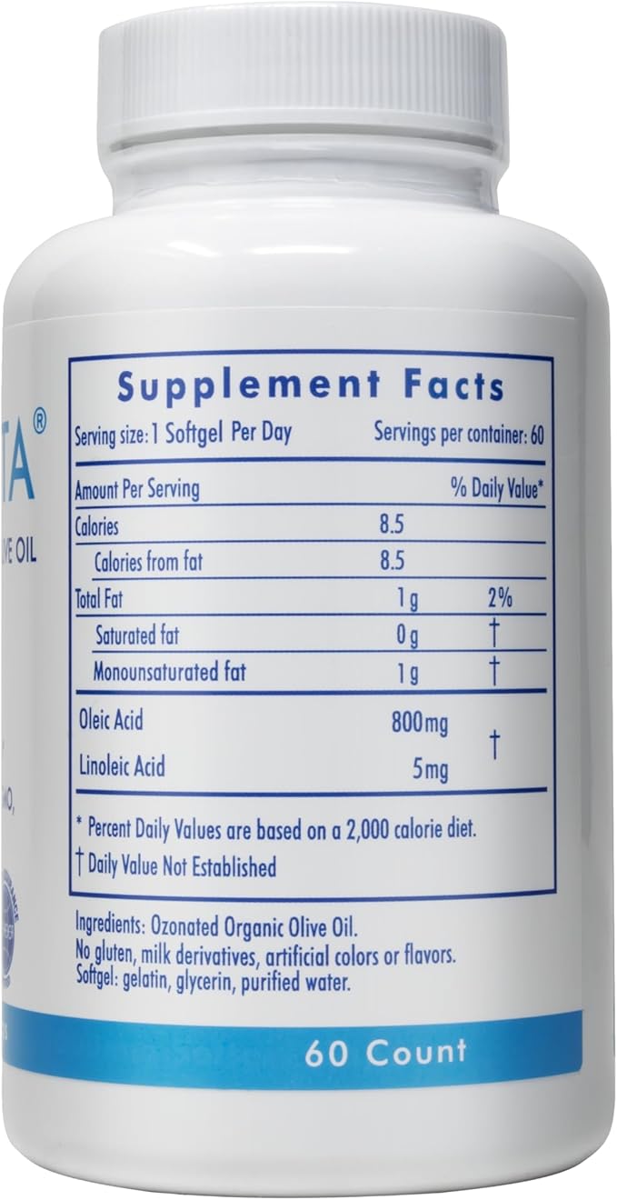 High Potency Ozonated Organic Extra Virgin Olive Oil Softgels 1000mg | Pure Oxygenated Capsules for Immune Support & Gut Health | Organic Oxygen Infused Supplement | 2 Month Supply