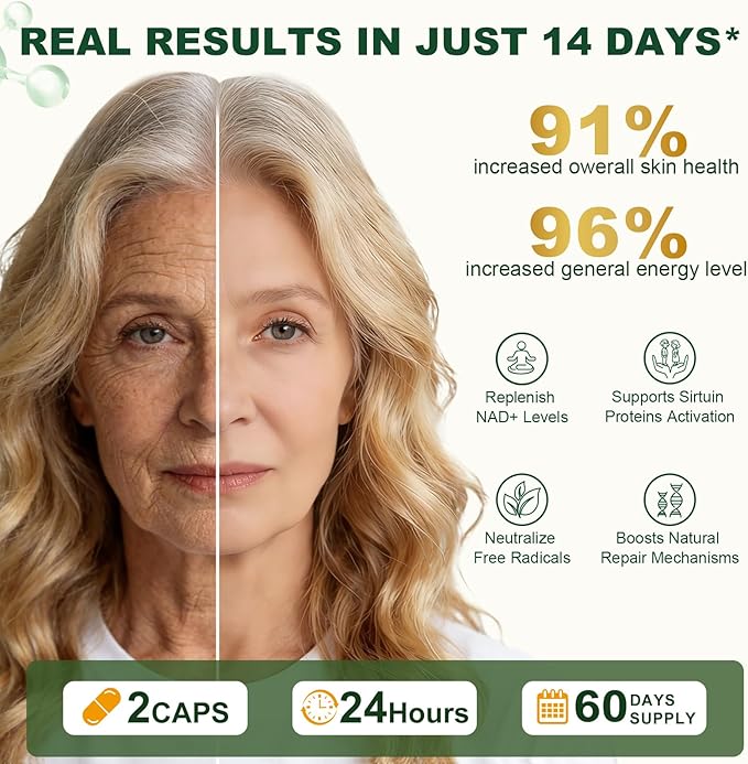 NAD+ Supplement 1500mg, NR NMN Replacement with Resveratrol, Urolithin A, CoQ10 & Quercetin - NAD Plus for Cellular Energy, Healthy Aging & Stamina for Women & Men - 120 Capsules -2pcs