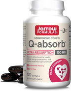 Jarrow Formulas Q-absorb Ubiquinone Co-Q10 100 mg, Dietary Supplement, Antioxidant Support for Mitochondrial Health, Cellular Energy Production and Cardiovascular Health, 120 Softgels, 120 Day Supply