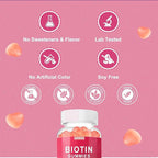 Biotin 10000mcg Keratin Collagen Gummies Supplements Hair Nails Vitamins Daily Hair Nail Growth & Strengthener Gummies for Women Vegan Biotin and Vitamin C Gummy 60 Count