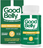 GoodBelly Probiotic Capsules for Digestive Health & Iron Absorption | Vegan Probiotic Supplement with 10 Billion Live Cultures | Probiotics for Women & Men | 30 Capsules