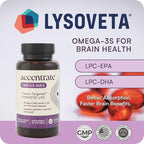 Omega Max w/LYSOVETA LPC | EPA & DHA Supplements for Brain & Retina Health | Focus, Attention, Memory, Mood & Vision | 6X Higher Absorption Than Fish Oil | High Potency Omega-3 LPC-DHA