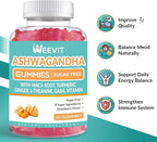 Ashwagandha Gummies, Ashwagandha with L-Theanine, Maca Root, Vitamin D for Women & Men