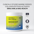 Sparkle Wellness Marine-derived VERISOL Bioactive Hydrolyzed Collagen Peptides | Collagen Powder Supplement with Vitamin C & Hyaluronic Acid | Marine Skin Boost Plus (Peach) [30-Serves]