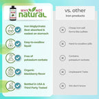 Why Not Natural Liquid Iron Supplement for Women, Men and Kids, Vegan Formulation for Anemia, Sugar Free, Vegan, Non-GMO, Organic BlackBerry Flavor 16 Fl Oz