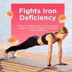 Center-Filled Iron Gummies for Adults & Kids - Iron Supplement with Vitamin B6, B12, C, Zinc, Folate - Support Women Iron Deficiency, Anemia, Blood Builder - Sugar Free Vegan 60ct Peach & Mango Flavor