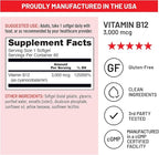 NatureWise Vitamin B12 3000 mcg - Extra Strength - Supplement for Supporting Energy Levels, Mental Clarity, Nervous System Health - Easy-to-Swallow, Soy and Gluten-Free, Non-GMO - 60 Softgels