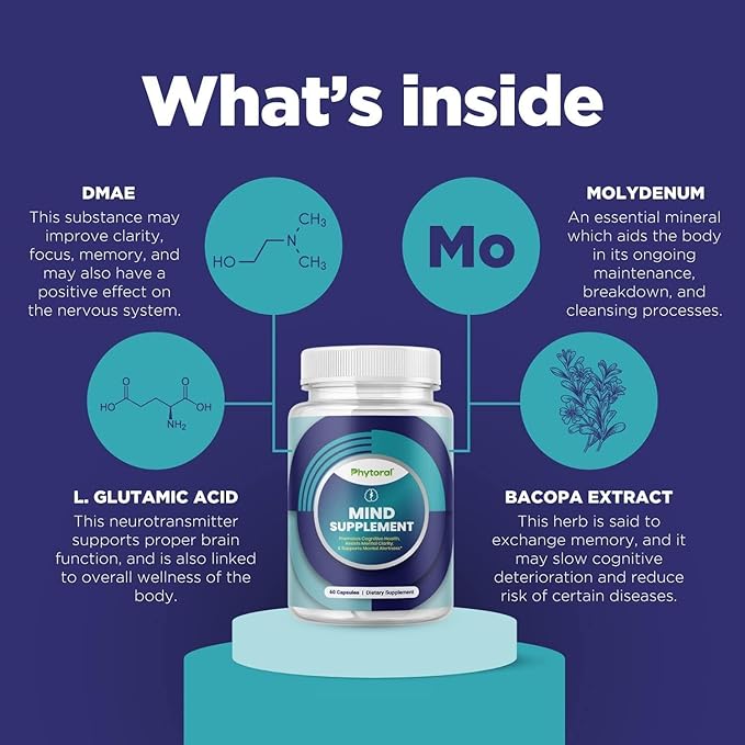 Nootropic Brain Supplement for Memory and Focus Enhancement - Vitamins for Brain, Mental Health & Clarity - Cognitive Health Complex for Mind's Vitality & Mental Alert - 60 Capsules - 3 Pack