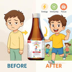 HealthBest Liquid Iron Syrup for Kids – Triple Action with Folic Acid and Zinc – Boosts Hemoglobin, Appetite, and Immunity – No Metallic Taste – 200ml Liquid Supplement, Safe & Effective