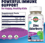 KAL Kids Zinc Elderberry Dinosaurs, Immune Support Supplement* for Children w/ Sambucus Elderberry, Fast Dissolving Mixed Berry ActivMelts, Fun, Tasty Dino Shapes, Vegan, 90 Servings, 90 Micro Tablets