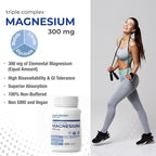 Puregen Labs Triple Magnesium Complex 300mg of Magnesium Glycinate, Malate, & Citrate [High Absorption] Total 240 Veg Capsules | No Harmful Additives | Non-GMO, NO Gluten and Dairy
