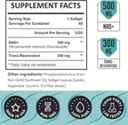 Liposomal NAD+ 800 mg with Trans-Resveratrol 300 mg, Max Absorption, Actual NAD+ Boosting Supplement for Healthy Aging, Cellular Energy, DNA Repair, Longevity - 60 Softgels