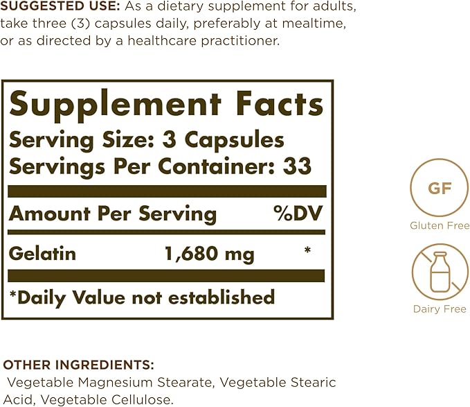 Solgar Gelatin Capsules with Calcium Carbonate, 100 Count