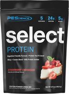PEScience Select Protein Powder, Whey and Casein Blend, Gluten Free, Low Carb Protein Powder for Women and Men, Low Calorie, Keto Friendly - Strawberry Cheesecake, 5 Servings
