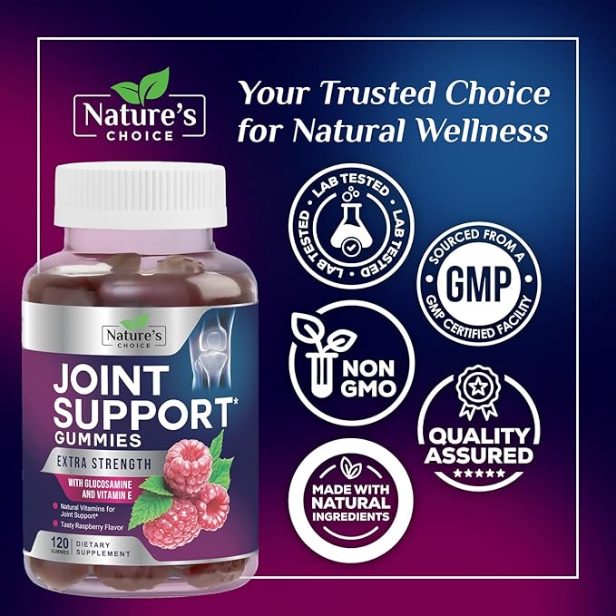 Joint Support Gummies - Extra Strength Glucosamine Gummy Supplement with Vitamin E - Natural Cartilage Joint Health & Flexibility Support, Best Support Glucosamine Chew for Men & Women - 120 Gummies