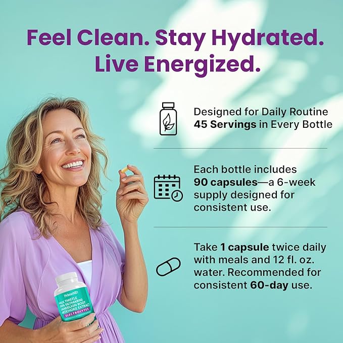 22-in-1 Liver Support Capsules – Supplement with Milk Thistle, NAC, Electrolytes & BioPerine Supplement – Smart Dose for Your Natural Filtration & Daily Hydration – 90 Vegan Capsules (Pack of 2)