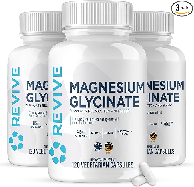 Revive MD Pure Magnesium Glycinate 200mg – High Absorption Supplement for Relaxation, Stress Relief, Sleep & Memory Support – Promotes Strong Bones, Healthy Nerve & Muscle Function (180 Servings)