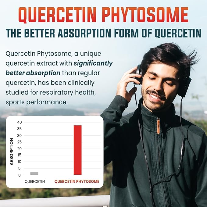 Liposomal Quercetin Phytosome, Quercetin with Bromelain, Zinc & Vitamin C, Bioactive Phytosome Complex, 20X Higher Absorption - 60 Softgels