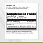 DAVINCI Labs Vitamin D3 5000 IU - Dietary Supplement to Support Healthy Teeth and Bones, Cardiovascular Function, and Immune Health* - with 5000 IU per Serving - Gluten-Free - 120 Capsules