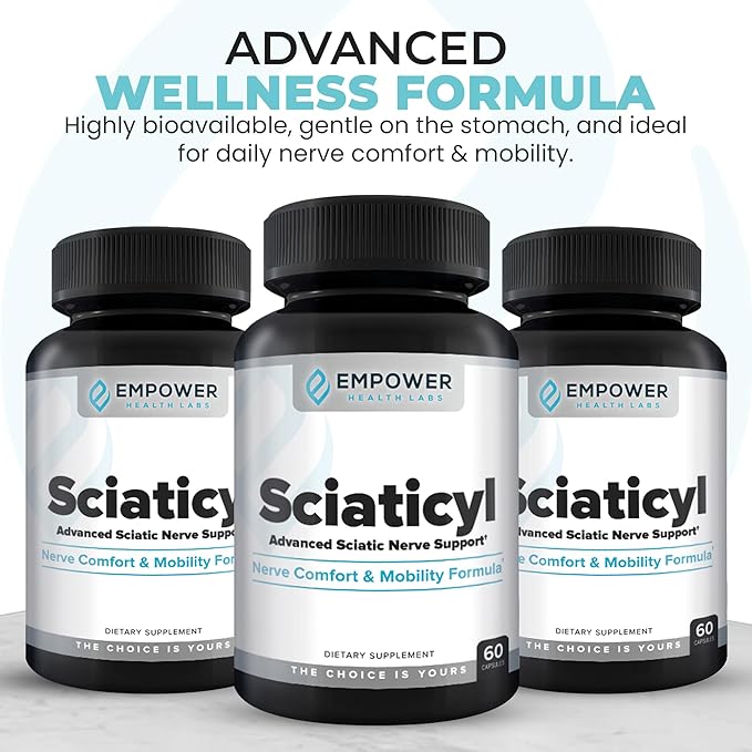 Sciaticyl – Nerve Support Supplement with B1, B6, B12, Magnesium, NAC, ALC & Alpha Lipoic Acid – Supports Nerve Function, Mobility, Comfort & Circulation – 60 Capsules