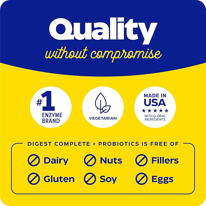 Enzymedica, Digest Complete + Probiotics, Full Range Digestive Enzymes with 800 Million CFU Active Cultures per Capsule, 30 Capsules