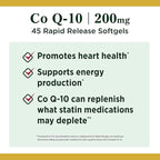 Nature's Bounty CoQ10, Heart Health and Healthy Aging, Dietary Supplement, 200mg, 45 Rapid Release Softgels