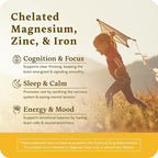 Accentrate Minerals - Magnesium Supplement for Kids – Chelated Magnesium Zinc Iron (Mg Zn Fe) – Mental Wellness Mineral Supplement for Focus, Mood & Brain Support – Bioavailable – 60 Capsules