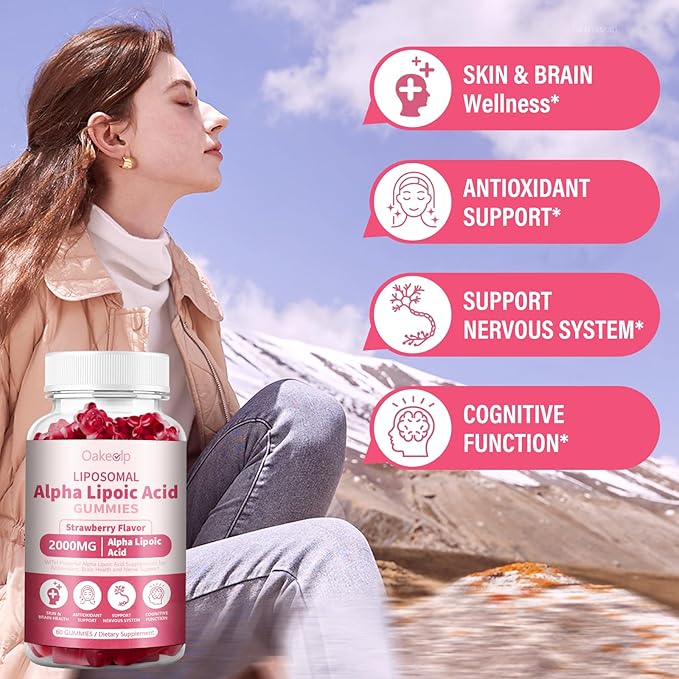 3 Pack Liposomal Alpha Lipoic Acid Gummies 2000mg Gummies,High Potency ALA Complex Biotin & Benfotiamine for Antioxidant, Brain Health and Nerve* Support,Liposomal Enhance 98% Absorption