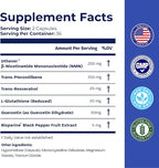 BONE SCIENCE Uthever NMN & Pterostilbene 6-in-1 Complex with Resveratrol, Glutathione & BioPerine - High Purity Stabilized NAD+ Precursor for Healthy Aging & Cellular Energy - 72 Vegetarian Capsules