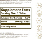 Solgar Niacin (Vitamin B3) 100 mg - 100 Tablets - Supports Energy Metabolism - Non-GMO, Vegan, Gluten Free, Dairy Free, Kosher - 100 Servings