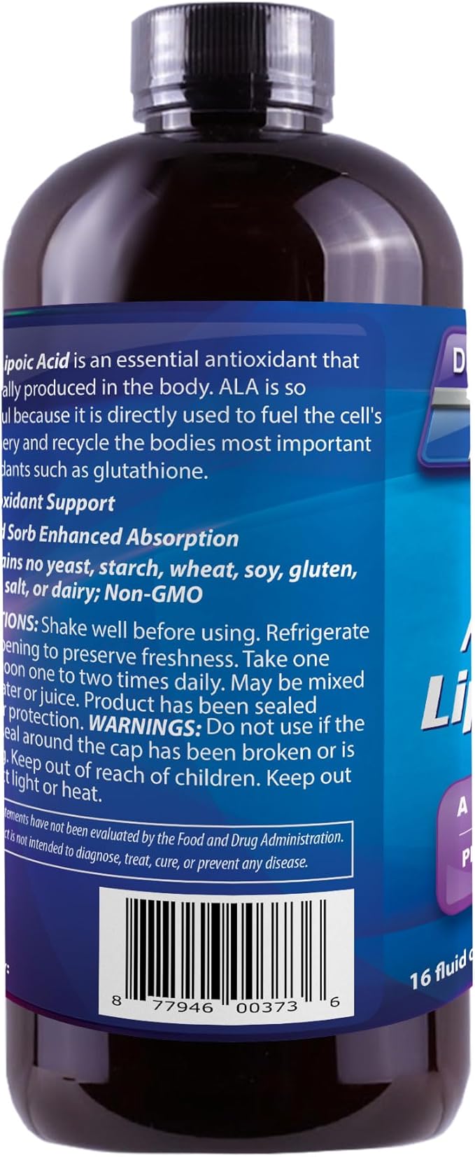 Alpha Lipoic Acid - Liquid Dietary Supplement with 50mg ALA per Serving - Packed with Antioxidants - Pharmacist Formulated, Rapid-Sorb Technology for Nutrient Absorption - 16 fl. oz.