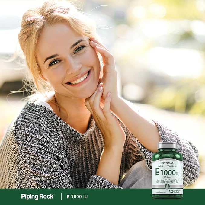 Piping Rock Vitamin E 1000 IU Softgels | 120 Count | with D-Alpha and Mixed Tocopherols | Supplement for Men and Women | Gluten Free, Non-GMO