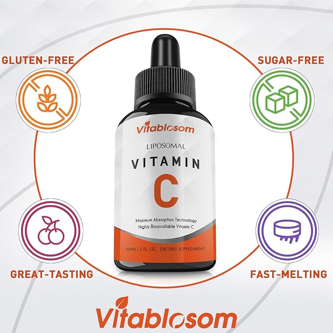 Liposomal Vitamin C 2000mg Liquid for Adults, High Absorption VIT C, Maximize Vitamin C, Immune System & Antioxidant Support, 60ML (4 Bottle)