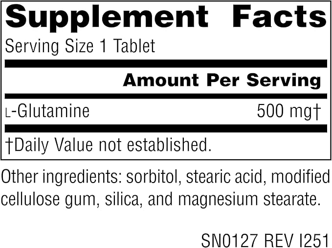 Source Naturals Free Form L-Glutamine - 500mg - 100 Tablets