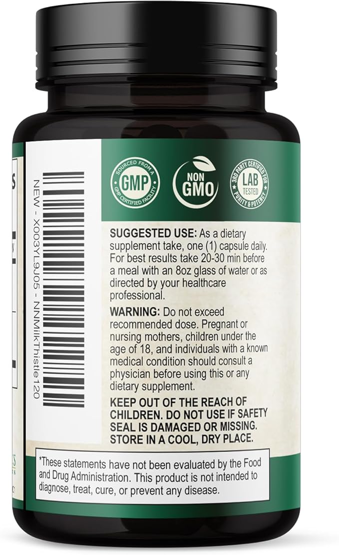Milk Thistle Extract - Liver Cleanse Detox & Repair Formula - Natural Milk Thistle with Silymarin Marianum & Dandelion Extract - Natural Herbal Liver Health Supplement - Made in USA - 120 Capsules