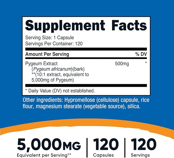 Nutricost Pygeum Extract 120 Capsules for 120 Servings Per Bottle - Vegan, GMO Free and Gluten Free