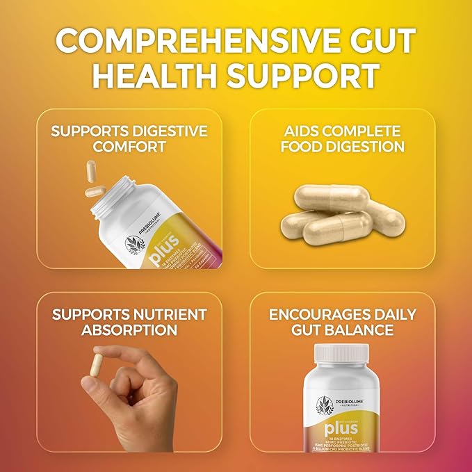 Gut Harmony Plus - Complete Probiotic Prebiotic Postbiotic & Digestive Enzyme Complex Supplement – Gut Health, Digestion, Microbiome Balance & Wellness for Women & Men – 60 Capsules